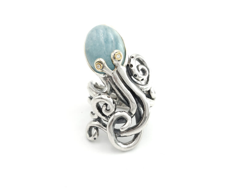 Anello Polpo con pietra e brillanti