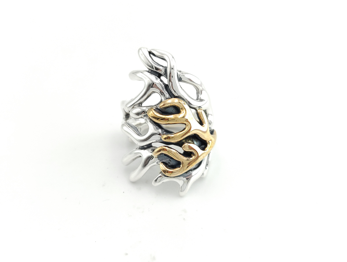 Anello Ramo Corallo con bronzo