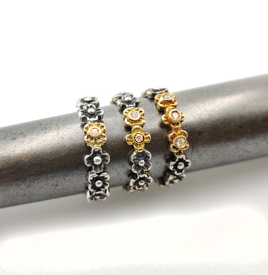 Fascette Fiori con oro e brillanti